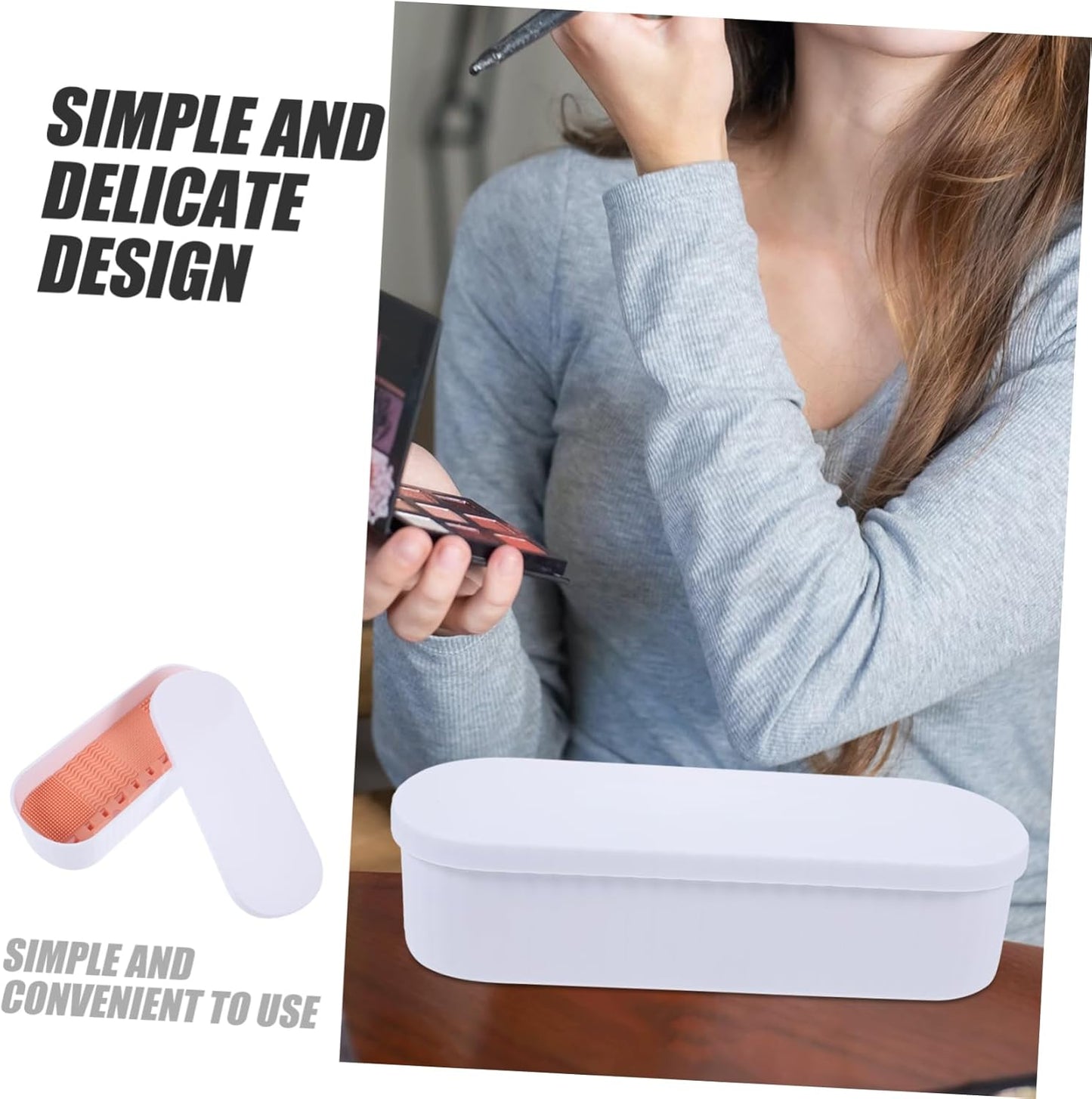 Box Cosmetic Cleaning Box Makeup Tools Cleaner Brush Cleaner Make up Brush Cleaning Container Cleaner Container Makeup Brush Holder Makeup Brush Storage Holder Pp White