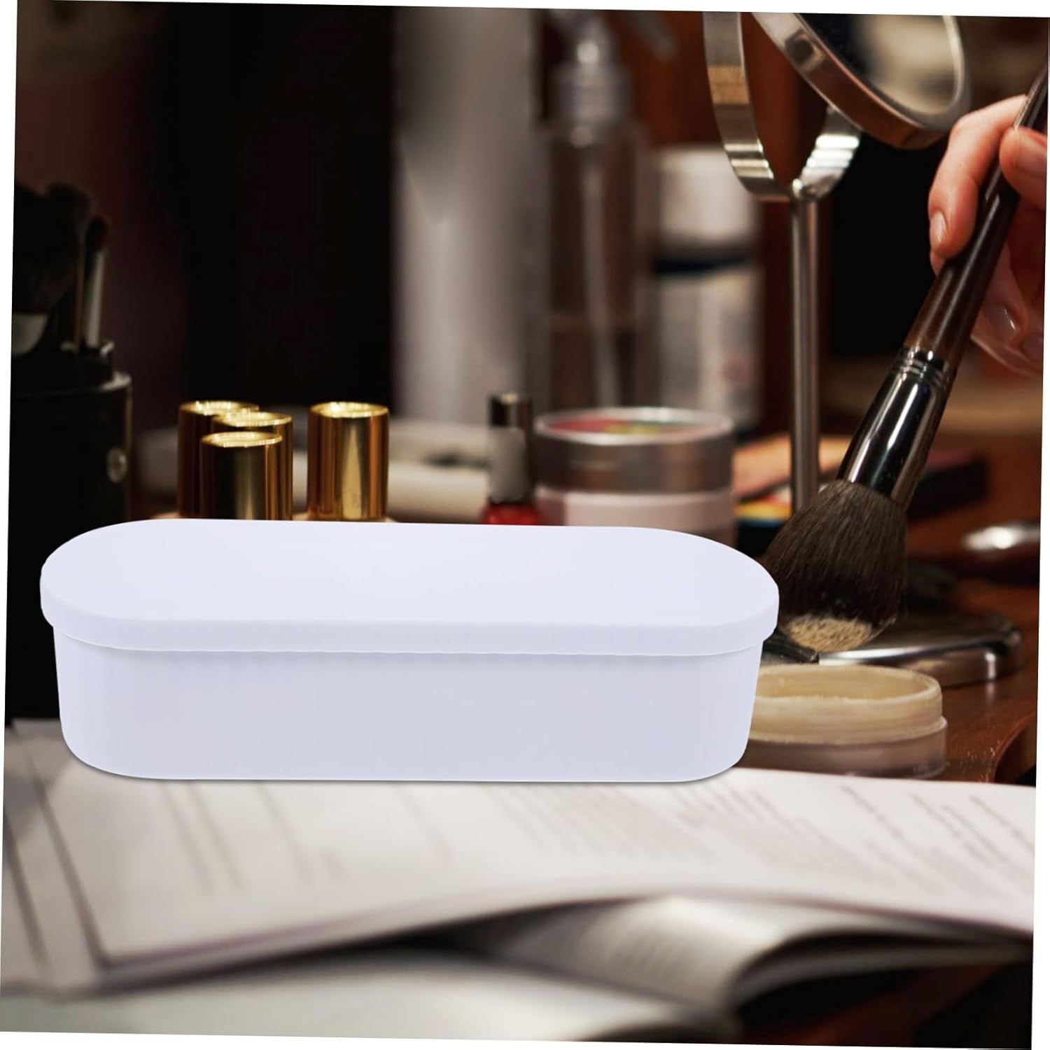 Box Cosmetic Cleaning Box Makeup Tools Cleaner Brush Cleaner Make up Brush Cleaning Container Cleaner Container Makeup Brush Holder Makeup Brush Storage Holder Pp White