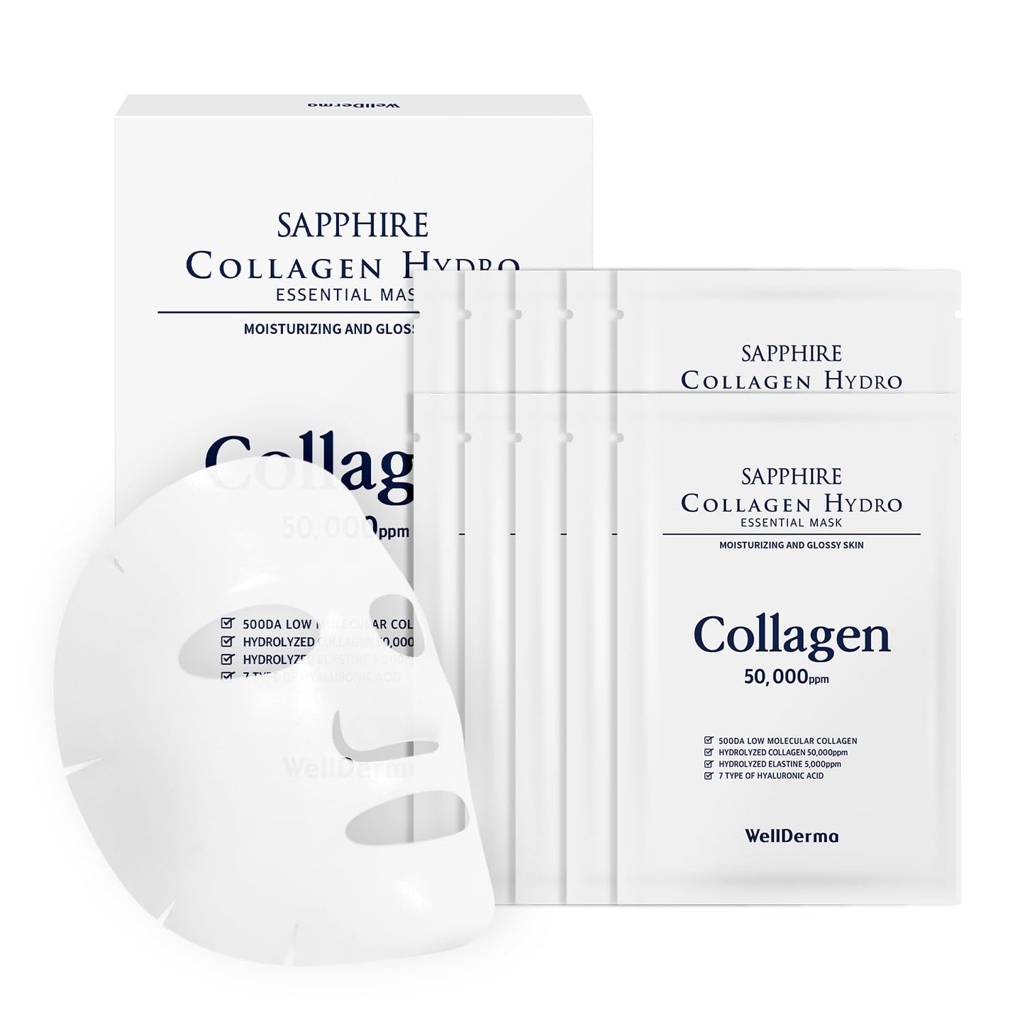 Sapphire Collagen Hydro Essential Mask 10 Sheets Skin Soothing Calming