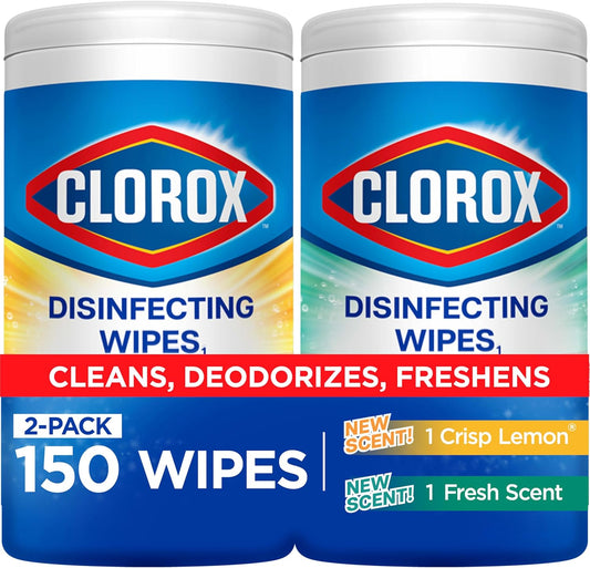 Disinfecting Wipes Value Pack, Bleach Free Cleaning Wipes, 75 Count Each, Pack of 2, Packaging May Vary