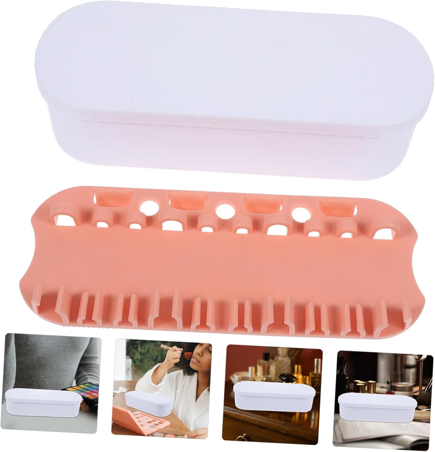 Box Cosmetic Cleaning Box Makeup Tools Cleaner Brush Cleaner Make up Brush Cleaning Container Cleaner Container Makeup Brush Holder Makeup Brush Storage Holder Pp White