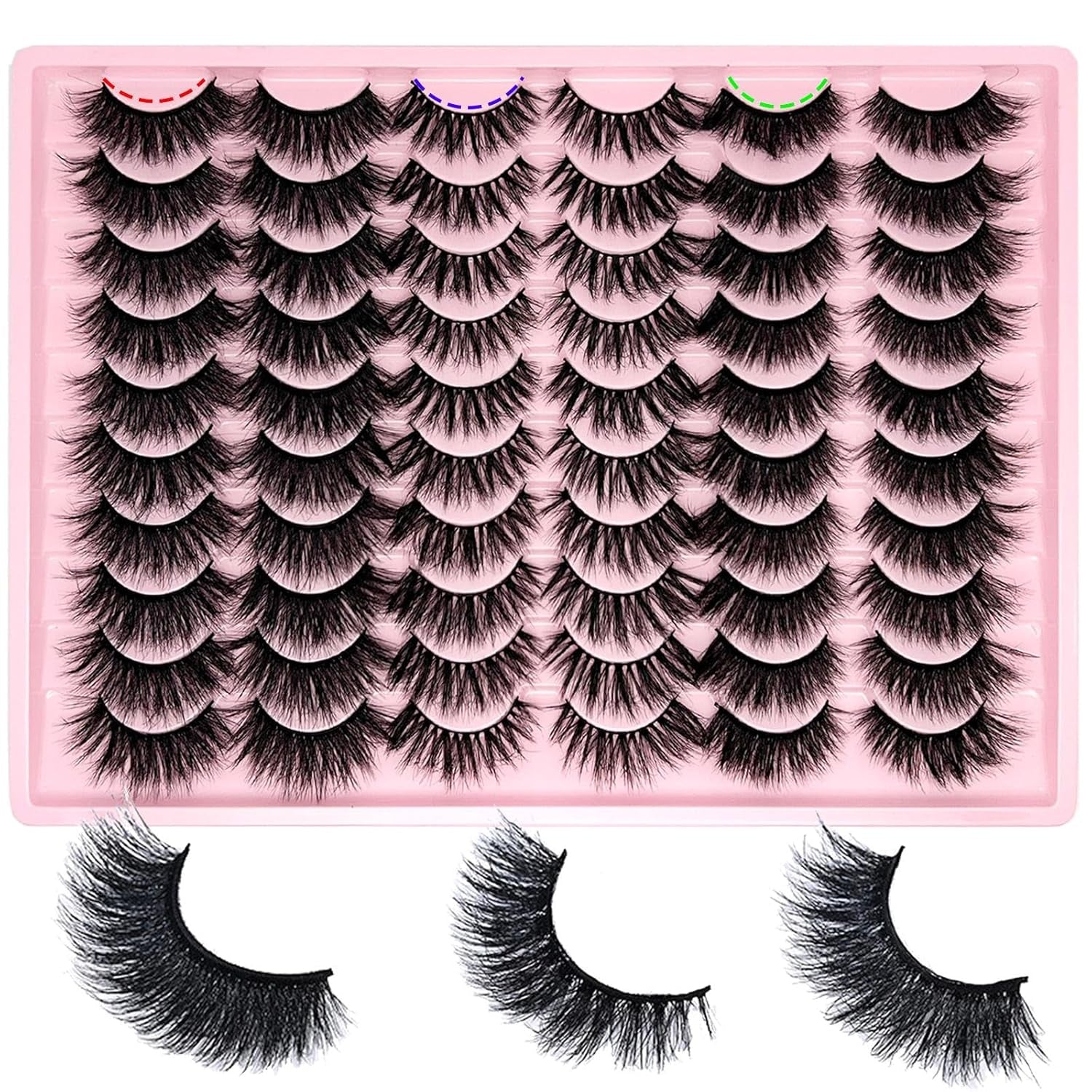 False Eyelashes Bulk Wispy Strip Lashes Natural Look 3D Cat Eye Lashes Pack 18Mm Long Volume C Curl Faux Mink Lashes Multipack (3 Styles)
