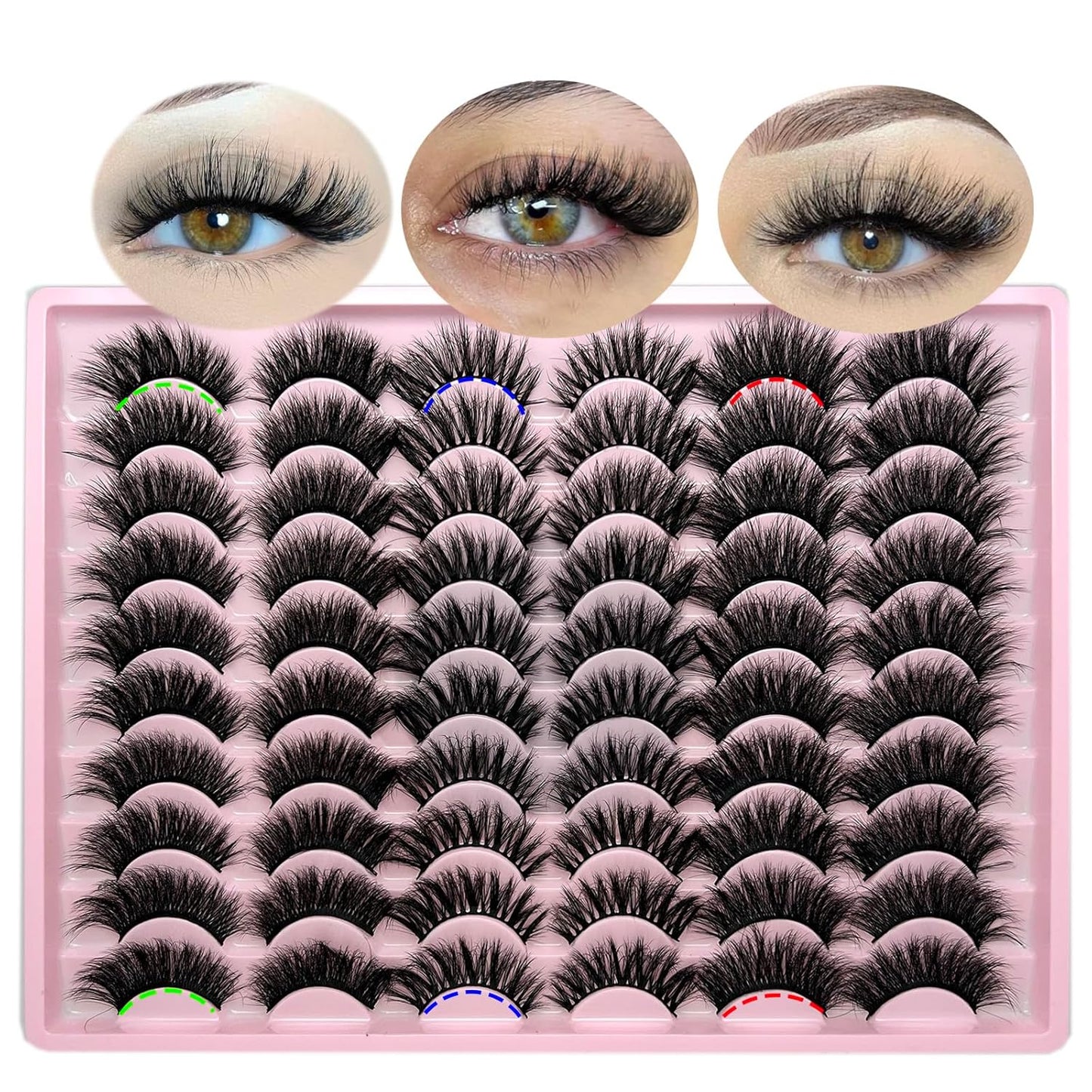 False Eyelashes Bulk Wispy Strip Lashes Natural Look 3D Cat Eye Lashes Pack 18Mm Long Volume C Curl Faux Mink Lashes Multipack (3 Styles)