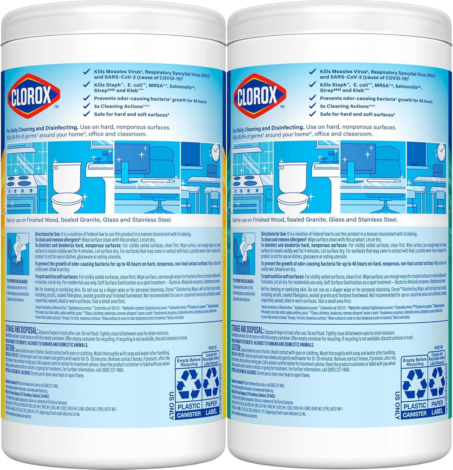 Disinfecting Wipes Value Pack, Bleach Free Cleaning Wipes, 75 Count Each, Pack of 2, Packaging May Vary