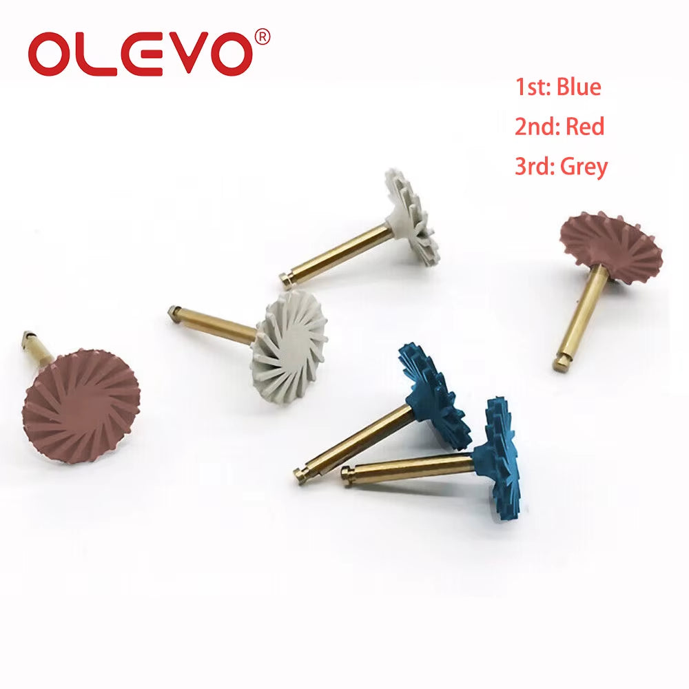 3/6 Pcs Dental Rubber Diamond Polisher Composite Resin Polishing Disc Wheel Kit Brush Burs High Gloss Polishing RA 2.35Mm