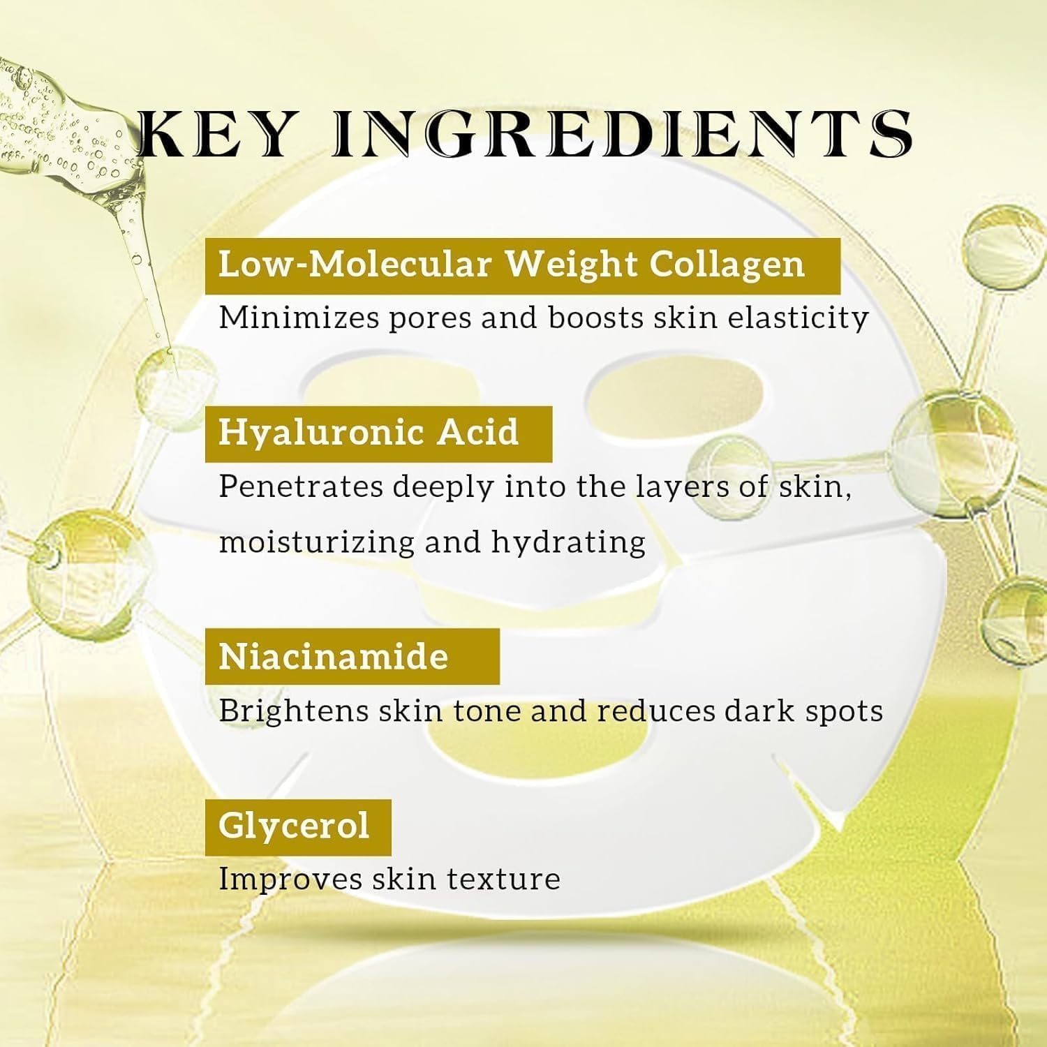 Bio-Collagen Real Deep Mask 34Gx17Ea, Deep Collagen Anti-Wrinkle Lifting Overnight Mask, Hydrating Hydrogel Mask with Low Molecular Weight Collagen - Pore Minimizing, Elasticity, Firming, Moisturizing