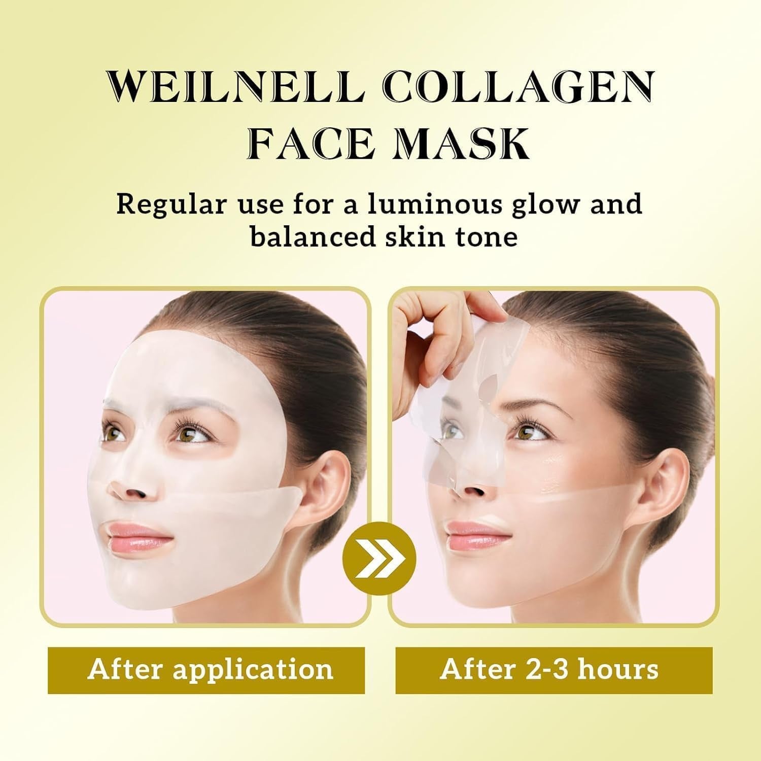 Bio-Collagen Real Deep Mask 34Gx17Ea, Deep Collagen Anti-Wrinkle Lifting Overnight Mask, Hydrating Hydrogel Mask with Low Molecular Weight Collagen - Pore Minimizing, Elasticity, Firming, Moisturizing