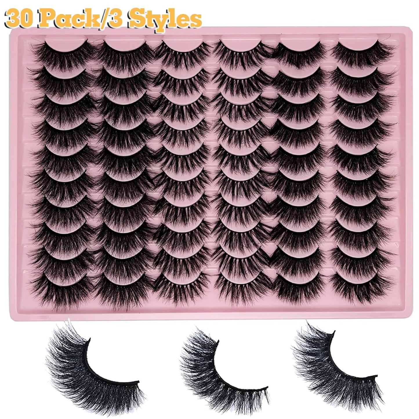 False Eyelashes Bulk Wispy Strip Lashes Natural Look 3D Cat Eye Lashes Pack 18Mm Long Volume C Curl Faux Mink Lashes Multipack (3 Styles)